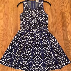 Parker geometric fit and flare dress